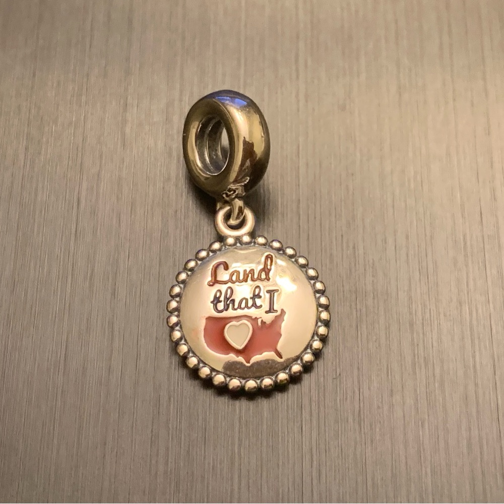 Authentic Pandora Land That I Love USA Dangle Charm